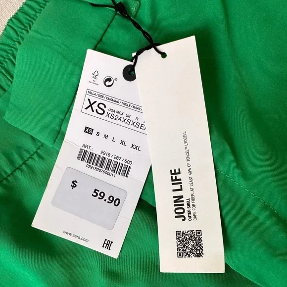 Zara Flowy Palazzo Pants Trousers - Green - Picture 8 of 8